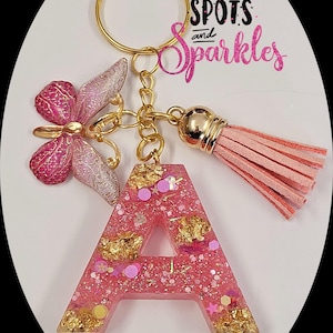 personalised letter keyring bag charm keychain pink butterfly personalised gift great birthday gift ideas best friend gift small birthday.
