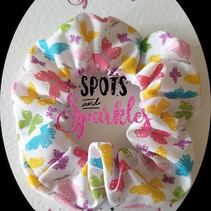 butterfly rainbow coloured butterfly handmade hair scrunchie  large hair accessories for all hair types cute girly gift comes with free gift
