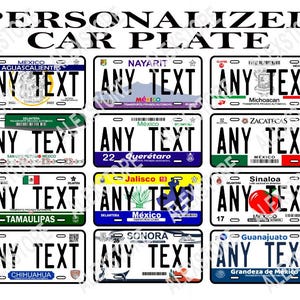 Car Plates States of Mexico/ Car Plate Any Text/ License plates Mexico State/ Personalized Car Plates Any Text/ Car plate Mexico