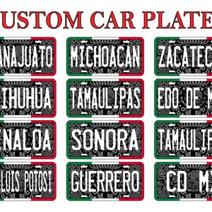 Car Plates States of Mexico / Personalized Car Plates All States of Mexico / Car Plate Mexico State / License Plate Mexico State