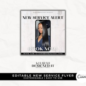 New Service Alert Flyer, Book Now, Bookings Flyer, Esthetician Flyer, Hair Stylist Flyer, Lashes MUA Flyer, DIY Editable Canva Template
