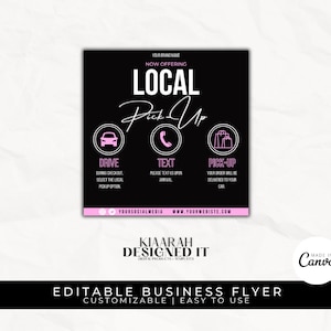 Now Offering Local Pick-Up Flyer| DIY Salon Esthetician Spa Editable Canva Template Social Media Instagram Canva Editable Template