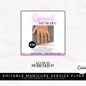 Circulaire spécial manucure | Technicien des ongles Nail Salon Nail Special Flyer Nail Art Sale Réseaux sociaux Instagram Post Canva Modèle modifiable