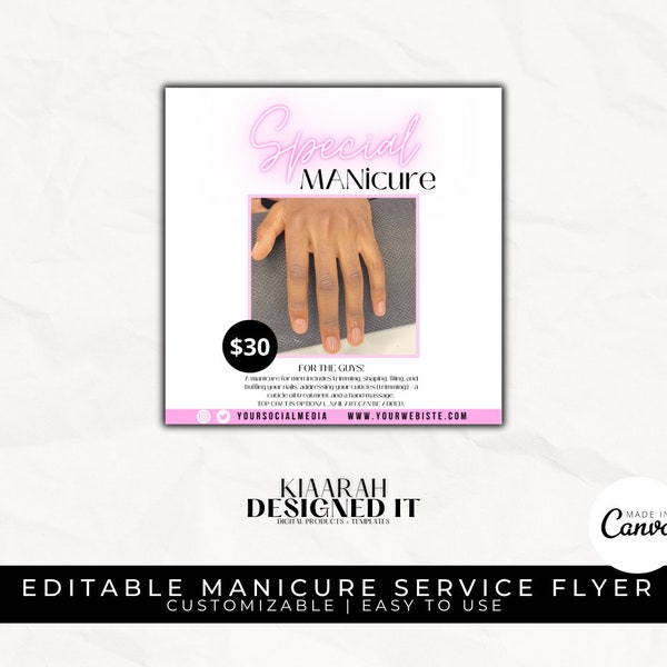 Manicure Special Flyer | Nail Technician Nail Salon Nail Special Flyer Nail Art Sale Social Media Instagram Post Canva Editable Template