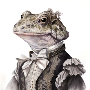 Frog in Fancy Clothing, Well-Dressed Gentleman Frog, Elegant Prince Frog, Wall Art -- Digital Download