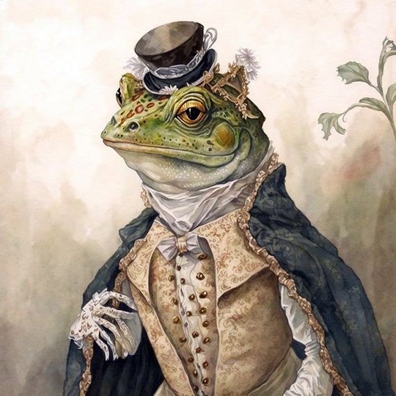 Frog in Fancy Clothing, Well-dressed Gentleman Frog, Elegant Prince Frog,  Wall Art -- Digital Download - Etsy