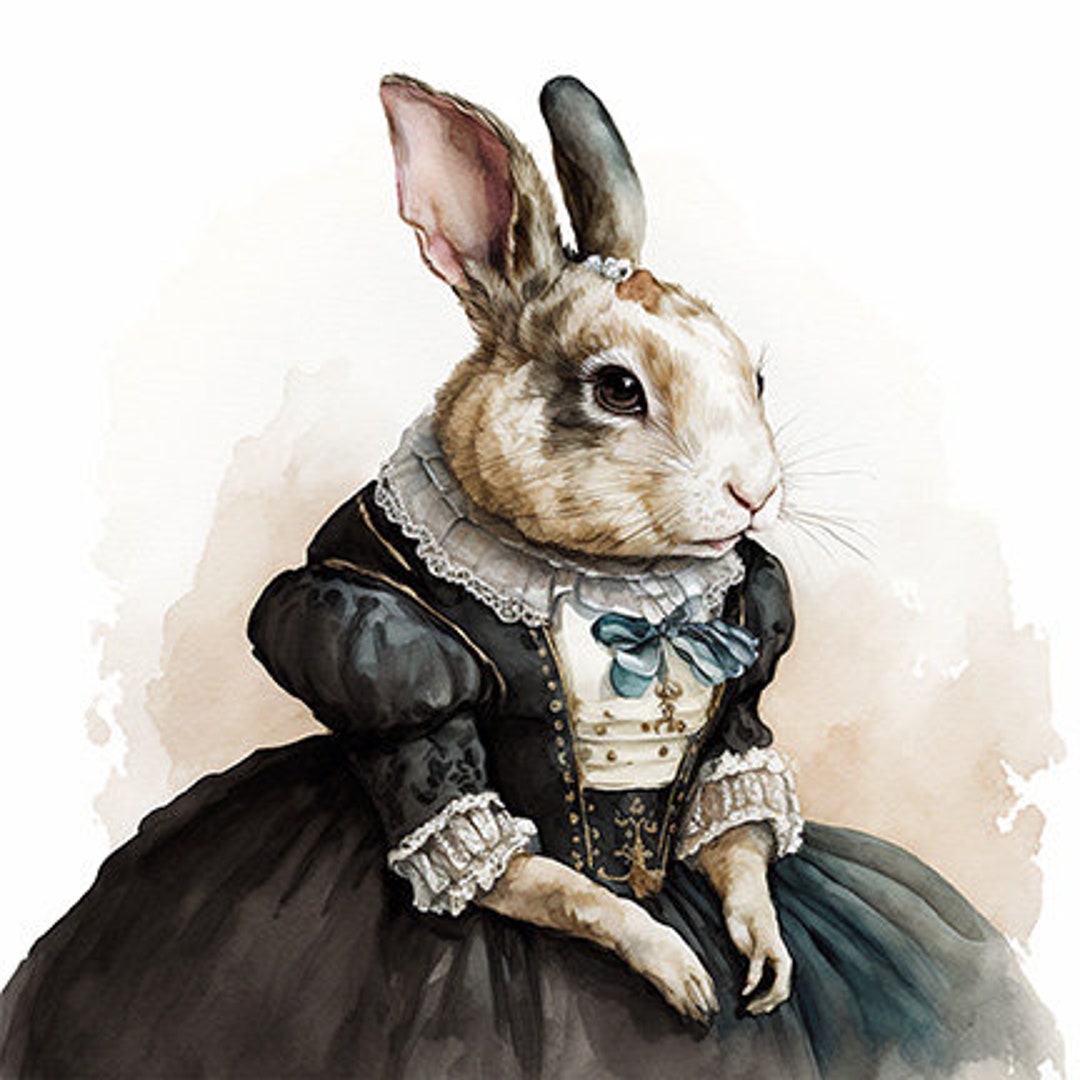 Buy Rabbit in Fancy Clothing, Well-dressed Rabbit, Elegant Bunny, Cute  Bunny in Gown, Wall Art -- Digital Download Online in India