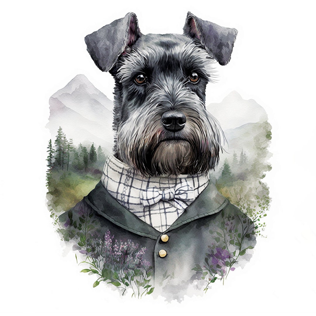 Schnauzer Dog in Fancy Clothing Welldressed Pet Dog Elegant Etsy