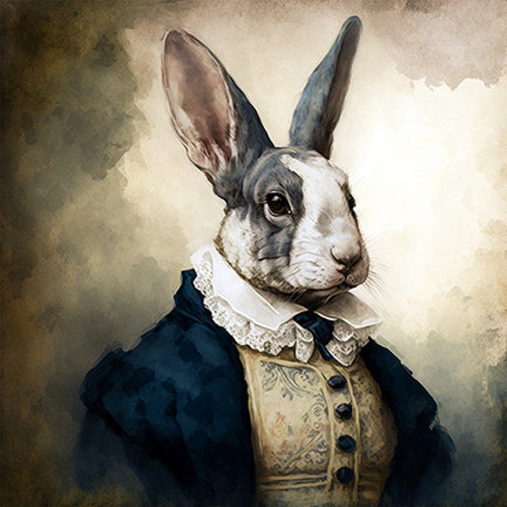 Rabbit in Fancy Clothing Well-dressed Rabbit Elegant Bunny 