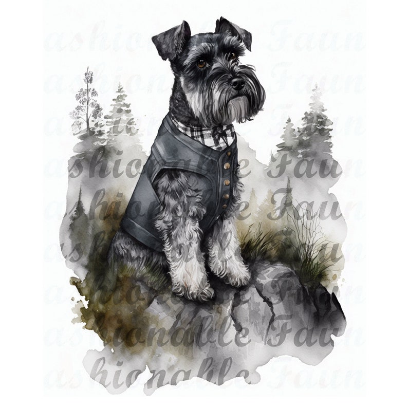 Schnauzer Dog in Fancy Clothing, Welldressed Pet Dog, Elegant K9