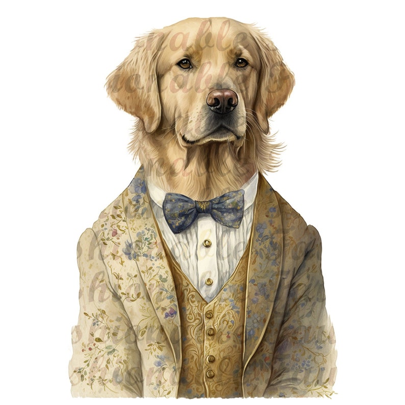 Golden Retriever in Elegant Formal Attire, Welldressed Pet Dog