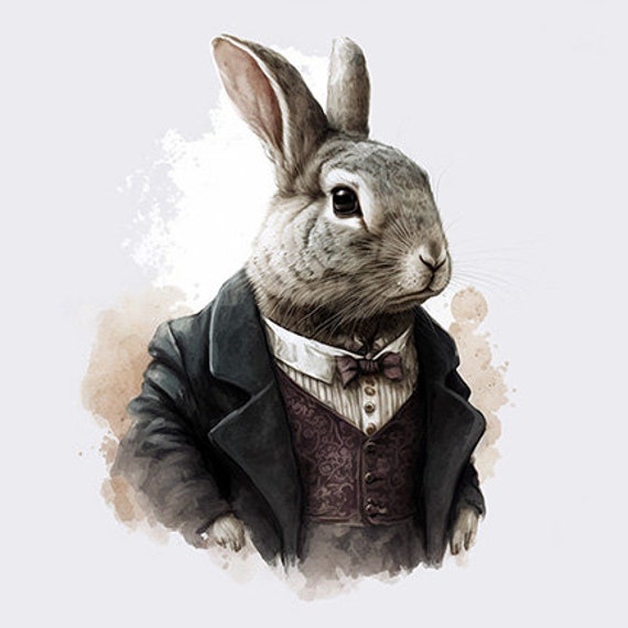 Rabbit in Fancy Clothing Well-dressed Rabbit Elegant Bunny 
