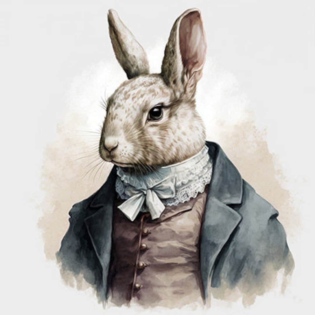 Rabbit in Fancy Clothing, Well-dressed Rabbit, Elegant Bunny, Cute ...