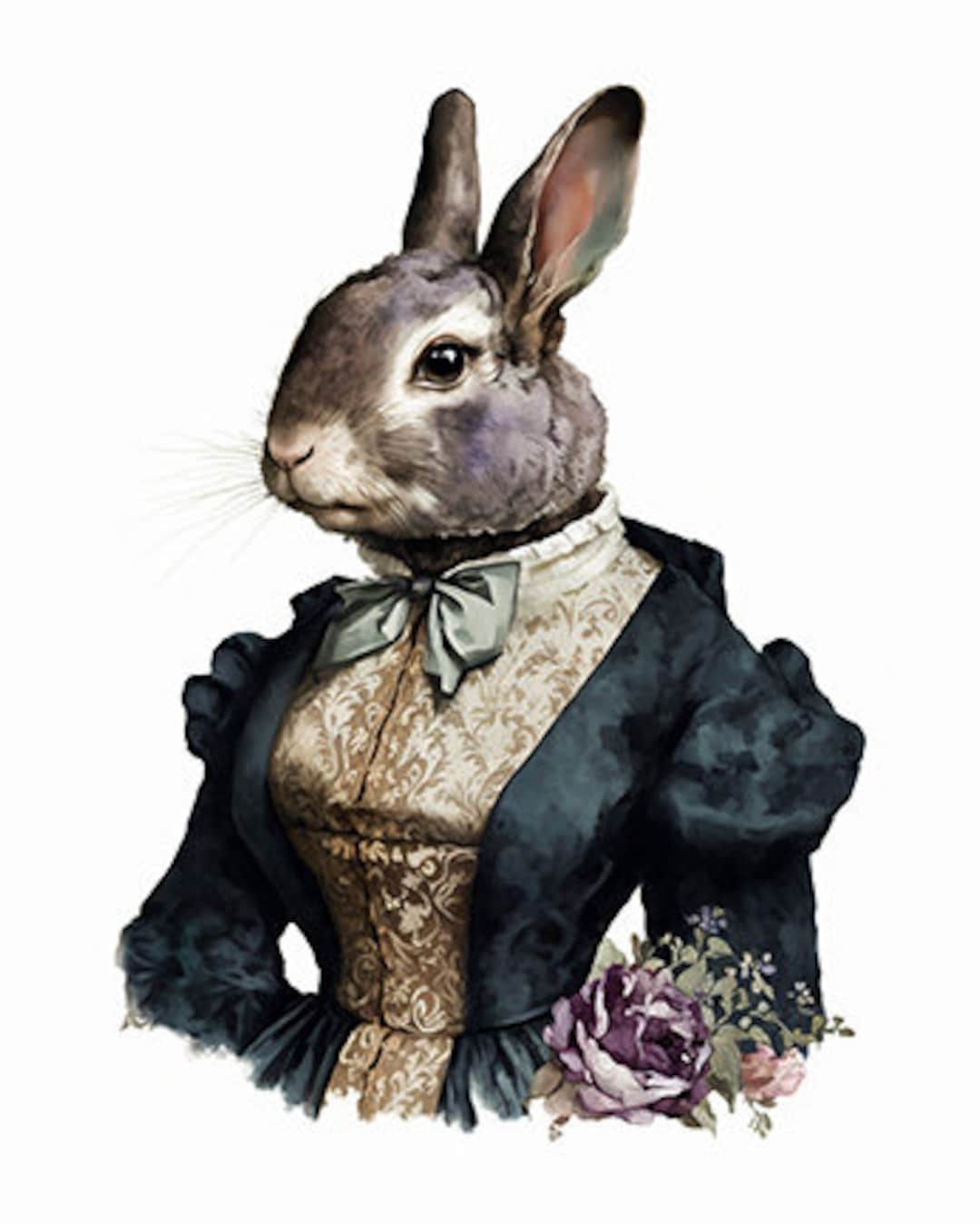 Lady Rabbit in Fancy Clothing, Well-dressed Rabbit, Elegant Bunny, Cute ...