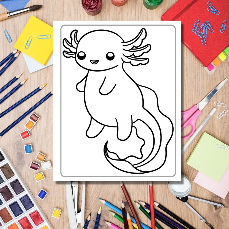 Axolotl Coloring Pages for Kids Ages 4-12 Printable Coloring Book With