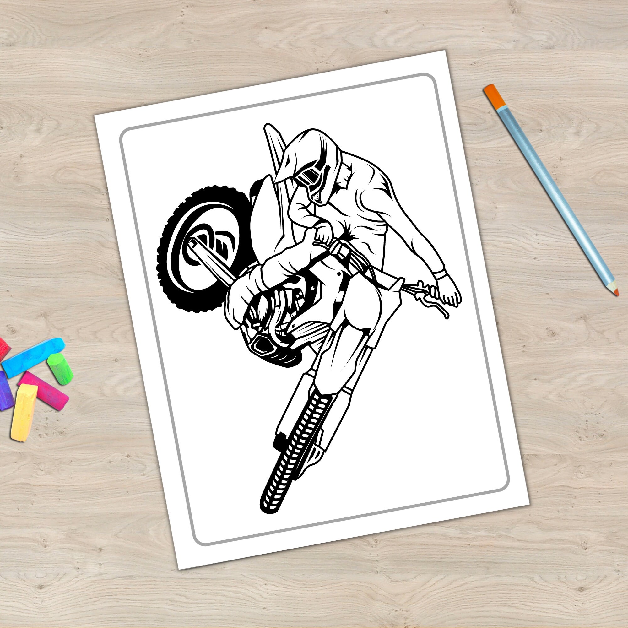 Dirt Bike Coloring Pages for Kids Ages 3-8 by Inkhorse Publishing
