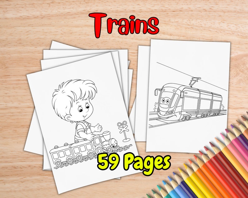 Trains Coloring Pages for Kids Ages 4-8 by Inkhorse Publishing | Kids ...