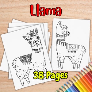 Llama Coloring Pages For Kids Ages 4-8 by inkHORSE Publishing | Kids Coloring Book with 38 Digital Coloring Pages (PDF Download)