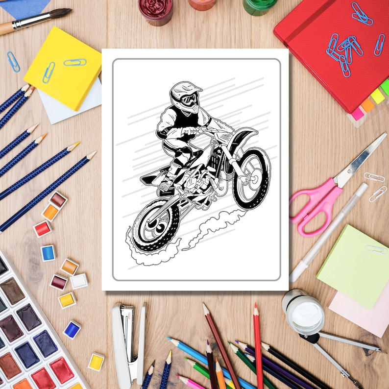Dirt Bike Coloring Pages for Kids Ages 3-8 by Inkhorse Publishing