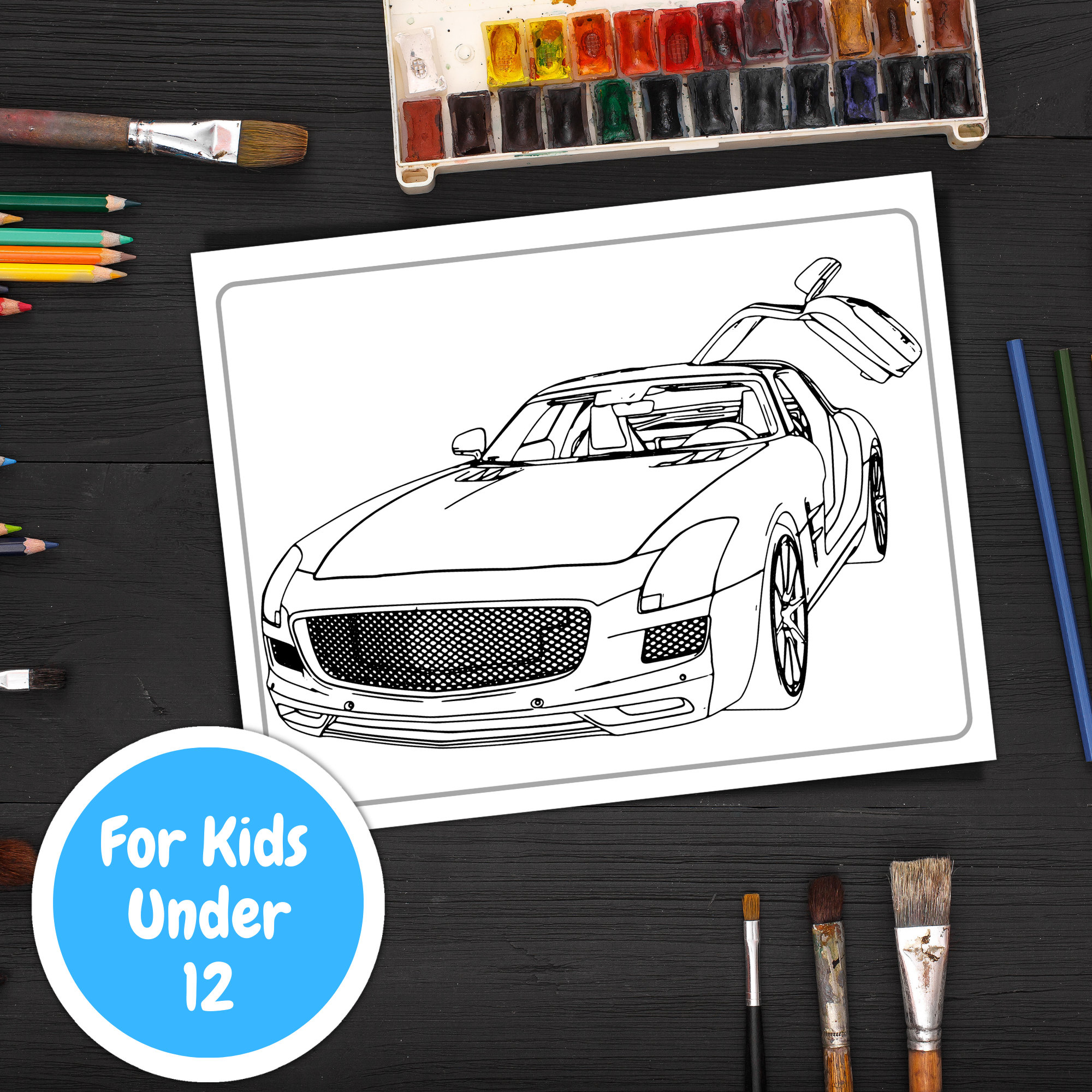 Sport Cars Coloring Pages for Kids | Printable Coloring Book With 50 ...