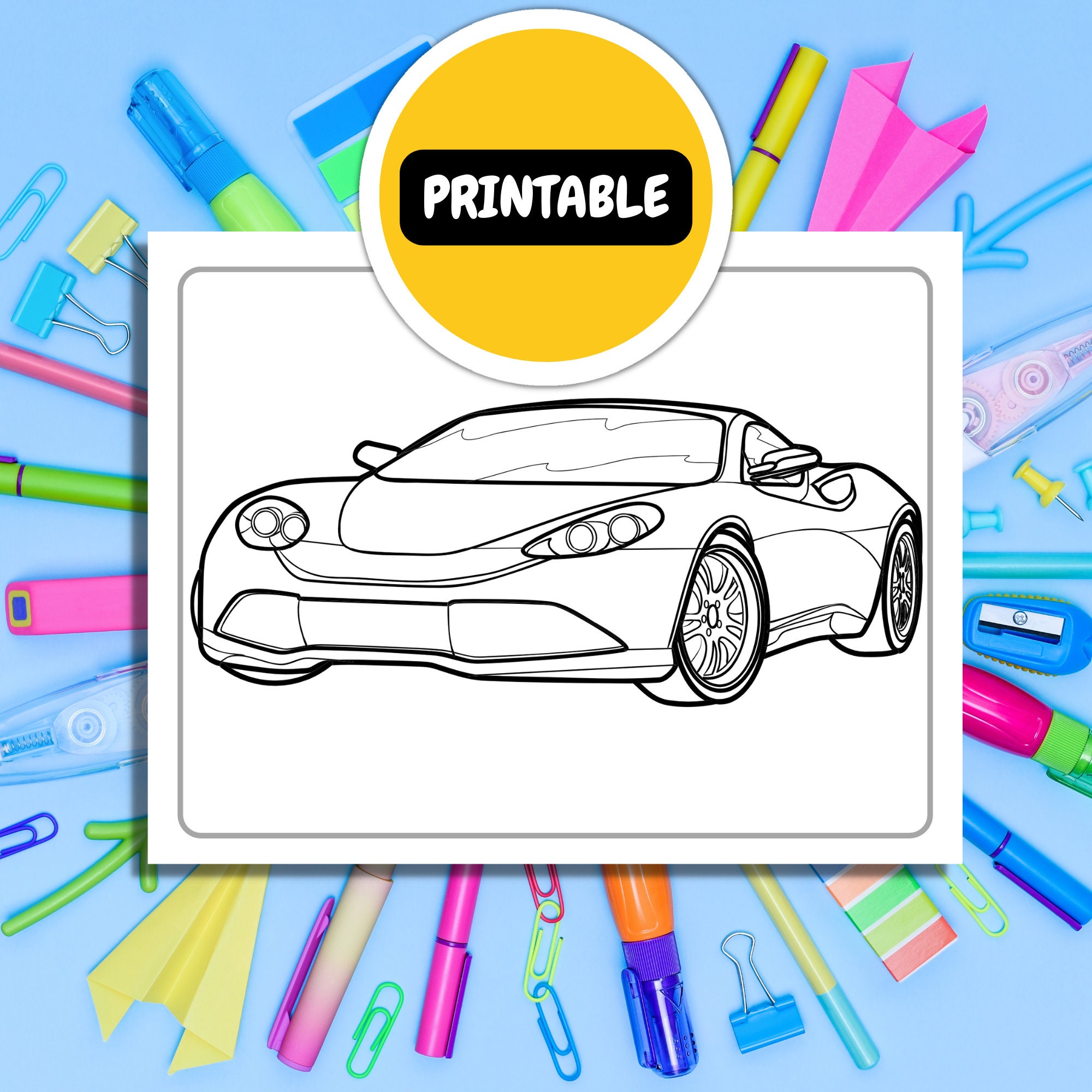 Sport Cars Coloring Pages for Kids | Printable Coloring Book With 50 ...