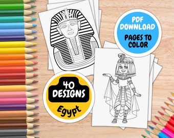 Páginas para colorear de Egipto para niños de 6 a 12 años de inkHORSE Publishing / Libro para colorear para niños con 123 páginas para colorear digitales (descarga PDF)