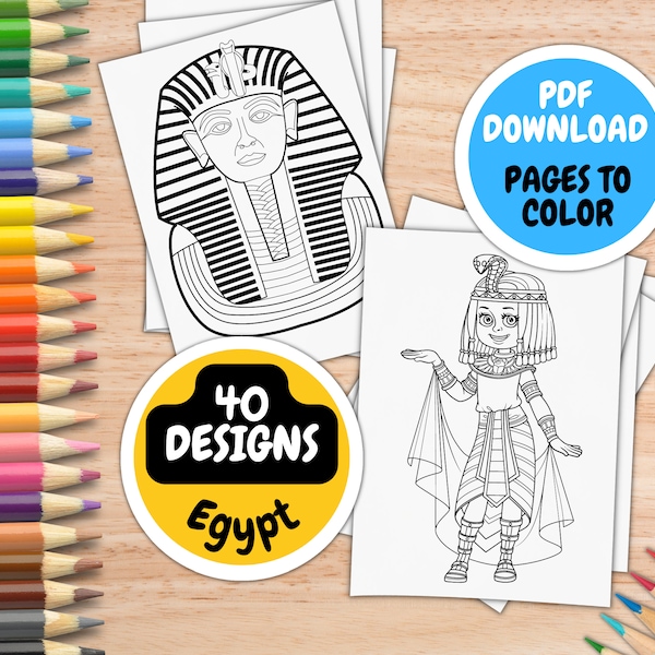 Egypt Coloring Pages For Kids Ages 6-12 by inkHORSE Publishing | Kids Coloring Book with 123 Digital Coloring Pages (PDF Download)