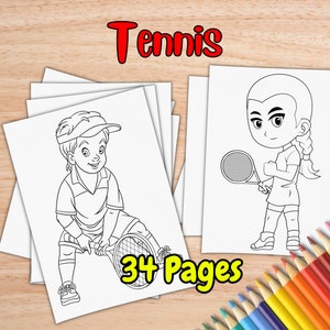 Tennis Coloring Pages for Kids Ages 4-8 | Printable Coloring Book With ...