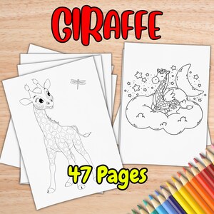 Giraffe Coloring Pages For Kids Ages 4-8 by inkHORSE Publishing | Kids Coloring Book with 47 Digital Coloring Pages (PDF Download)