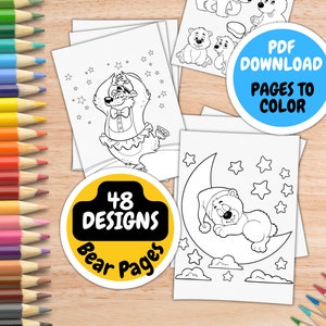 Bear Coloring Pages For Kids Ages 4-8 by inkHORSE Publishing | Kids Coloring Book with 48 Digital Coloring Pages (PDF Download)