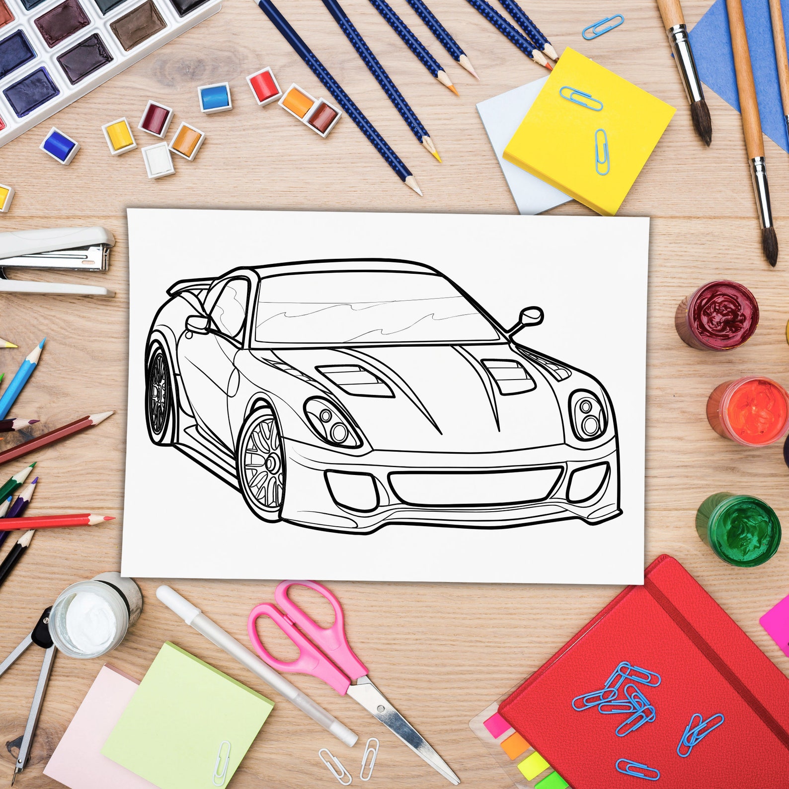 Sport Cars Coloring Pages for Kids | Printable Coloring Book With 50 ...