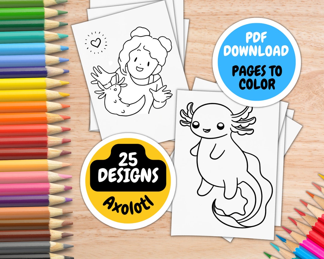 Axolotl Coloring Pages for Kids Ages 4-12 | Printable Coloring Book