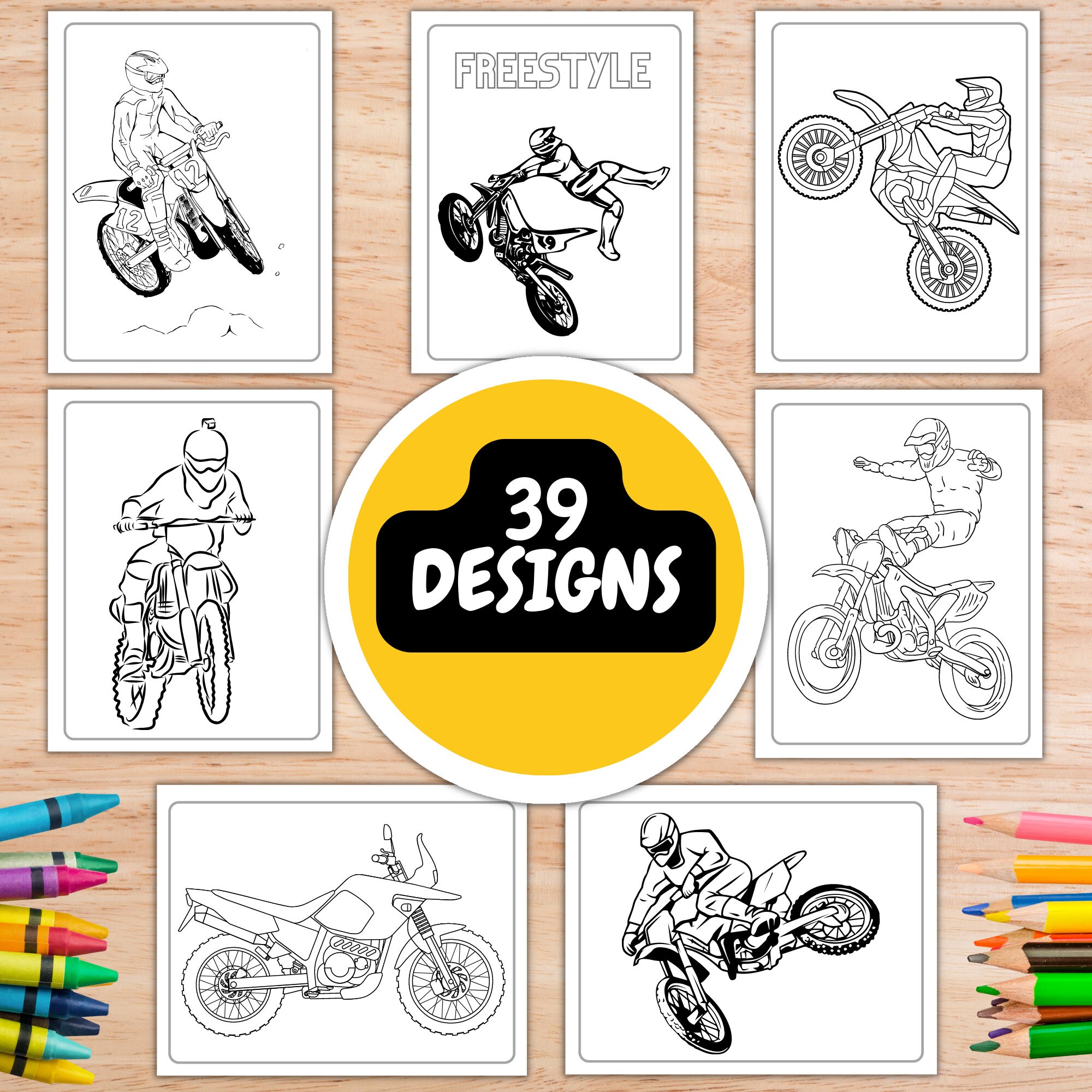 Dirt Bike Coloring Pages for Kids Ages 3-8 by Inkhorse Publishing