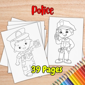 Police Coloring Pages for Kids Ages 4-8 by inkHORSE Publishing | Kids Coloring Book with 39 Digital Coloring Pages (PDF Download)