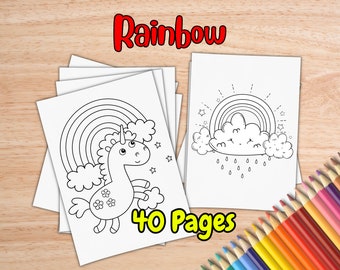 Rainbow Coloring Pages For Kids Ages 3-8 by inkHORSE Publishing | Kids Coloring Book with 40 Digital Coloring Pages (PDF Download)