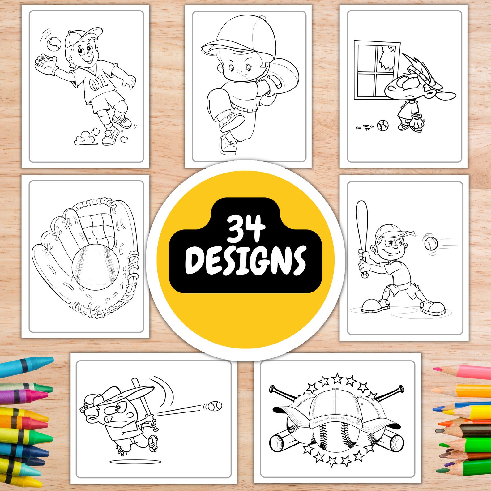 Baseball Coloring Pages for Kids Ages 48 Printable Coloring Book
