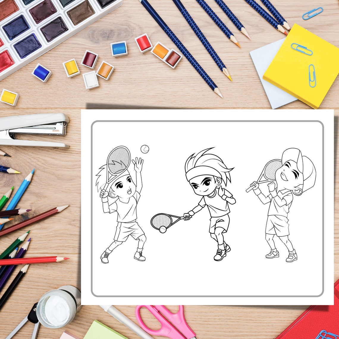 Tennis Coloring Pages for Kids Ages 4-8 | Printable Coloring Book With ...