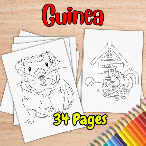Guinee Kleurplaten voor kinderen van 4-8 jaar door inkHORSE Publishing | Kleurboek voor kinderen met 34 digitale kleurpagina's (PDF-download)