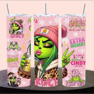 Grinch Tumbler Cup 20oz, Skinny Tumbler,Cartoon Characters Sublimation Tumbler