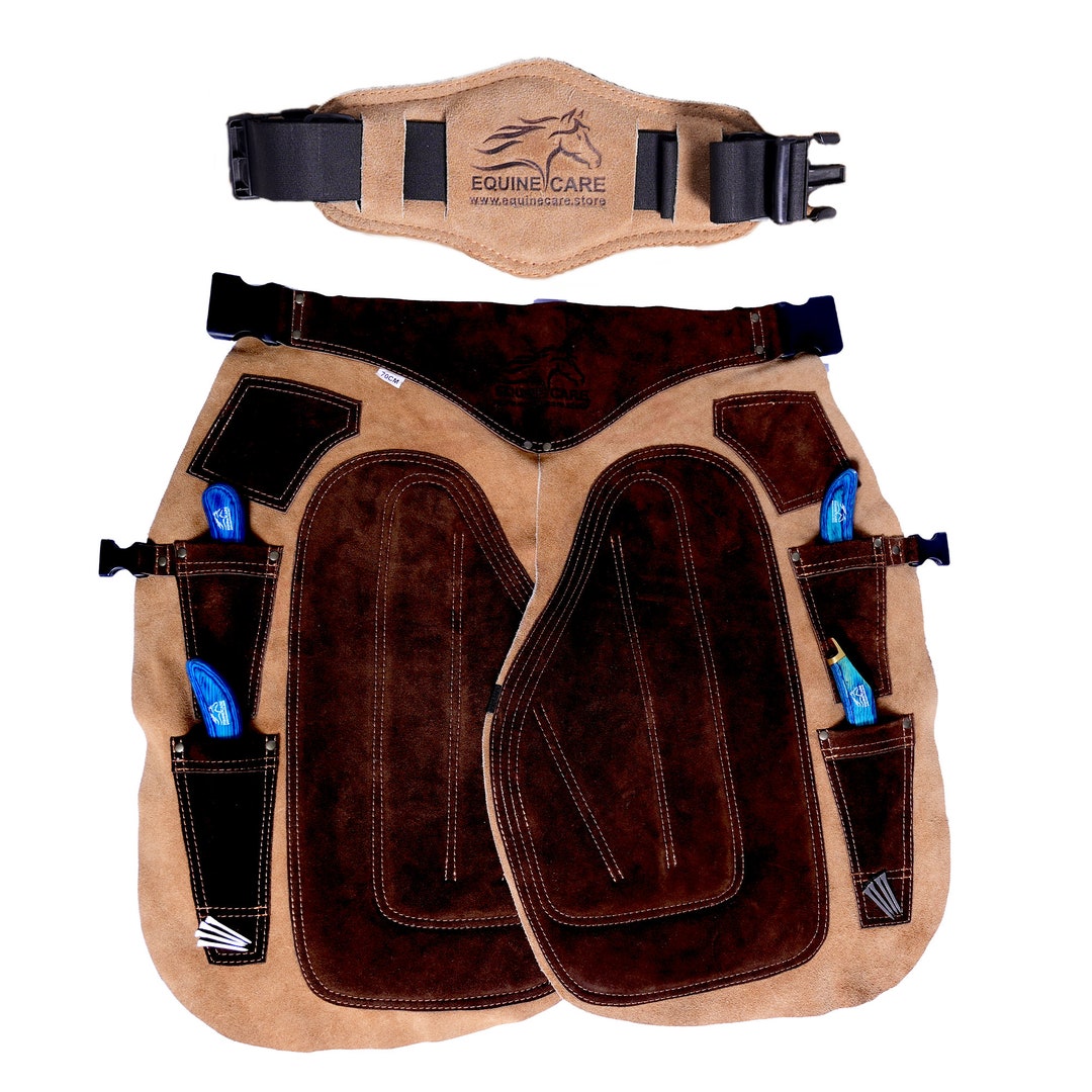Equine Care Farrier Chaps With 4 Knife Pockets , 2 Nail Full Cow