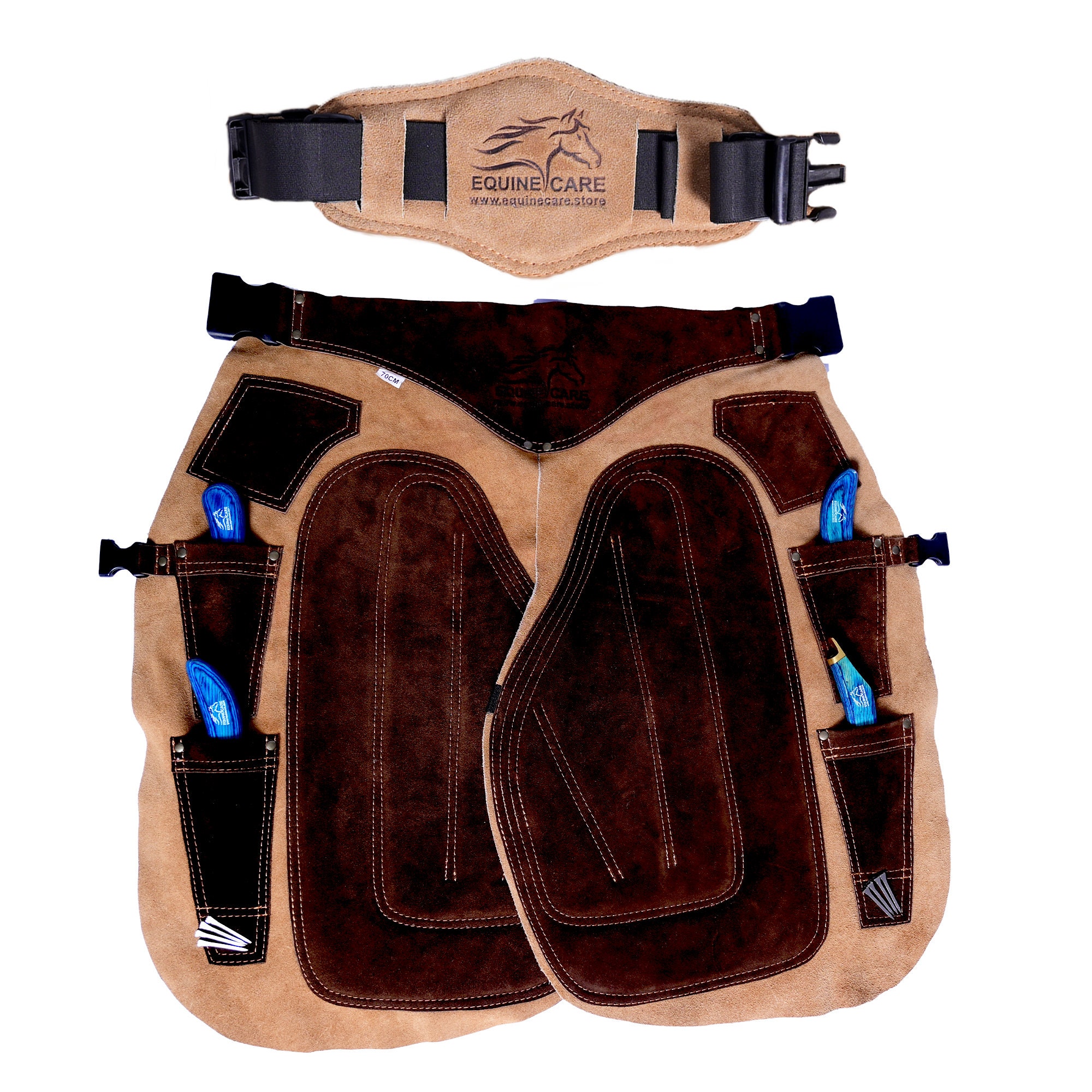 Equine Care Farrier Chaps With 4 Knife Pockets , 2 Nail Full Cow