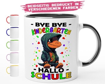 Bye Bye Kindergarten Hallo Schule Dinosaurier | Kindergarten Abschiedsgeschenk Schulanfang Geschenk Jungen Tasse