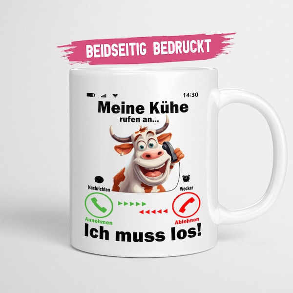 Landwirt KuhTasse | Meine Kühe rufen an | Landwirt Geschenkidee Landwirtin Geschenk Bauern Kaffeetasse