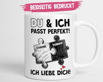 Paar Geschenk Personalisiert Tasse | Du Ich passt perfekt | Beziehung Valentinstag Geschenk