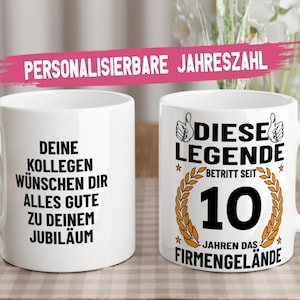 Personalizable work anniversary mug for the company anniversary | The legend enters the company premises | White ceramic mug