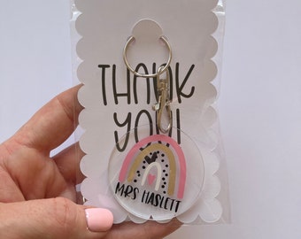 Personalized Rainbow Acrylic Keyring: Teacher Thank You Gift