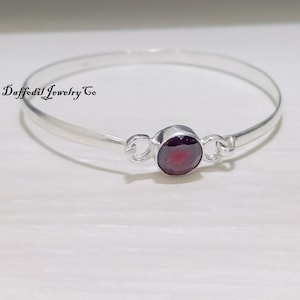 Garnet Gemstone Bangle* 925 Sterling Silver Bangle* Beautiful Gift Jewelry* Handmade Bangle* Stylish Bangle* drop-dead gorgeous Gift Bangle*