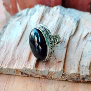 Handmade Black Onyx Ring: 925 Sterling Silver Gemstone