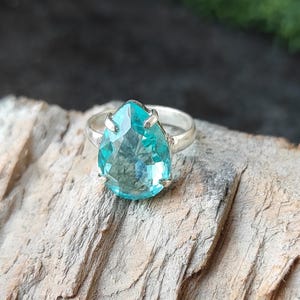 Blue Topaz Ring, 925 Sterling Silver, Handmade Ring Gemstone Ring, Women Ring, Beautiful Ring, Anniversary Ring, Engagement Ring Gift
