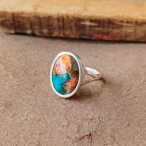 Auster Kupfer Türkis Ring, 925 Sterling Silber, Edelstein Ring, Silberring, handgemachter Ring, Versprechen Ring, Statement Ring, Geschenke für Sie